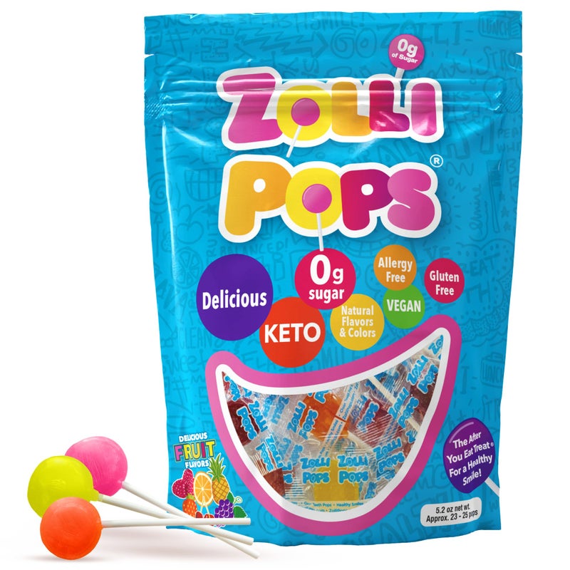 Zollipops Clean Teeth Lollipops, Anti Cavity, Sugar Free Candy for a Healthy Smile Great for Kids, Diabetics and Keto Diet, Natural Fruit Variety, 5.2oz (packaging may vary) - Image 1